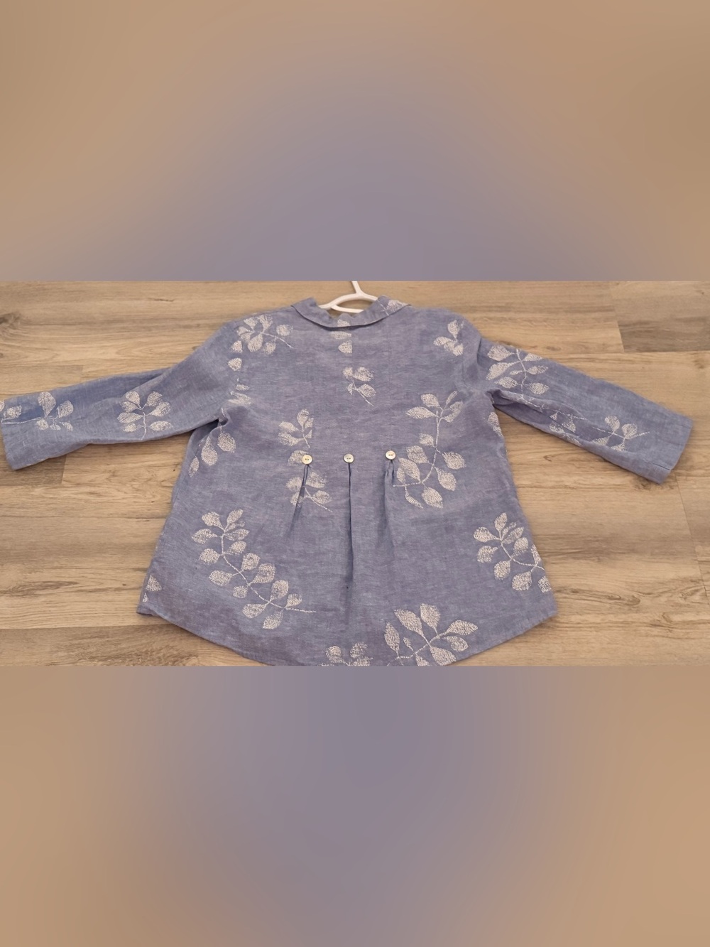 Habitat Blue White Floral Linen Peplum Blouse Size Petite Medium